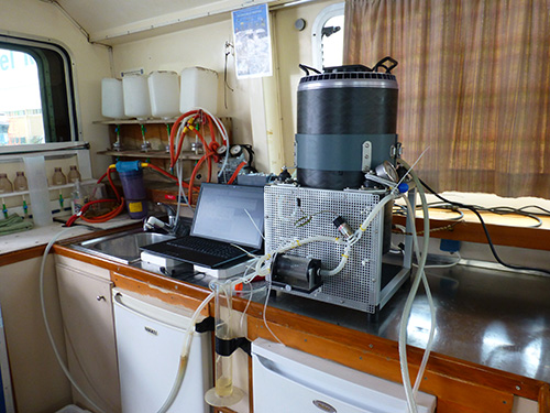 Portable scanning flow cytometer operating on board
