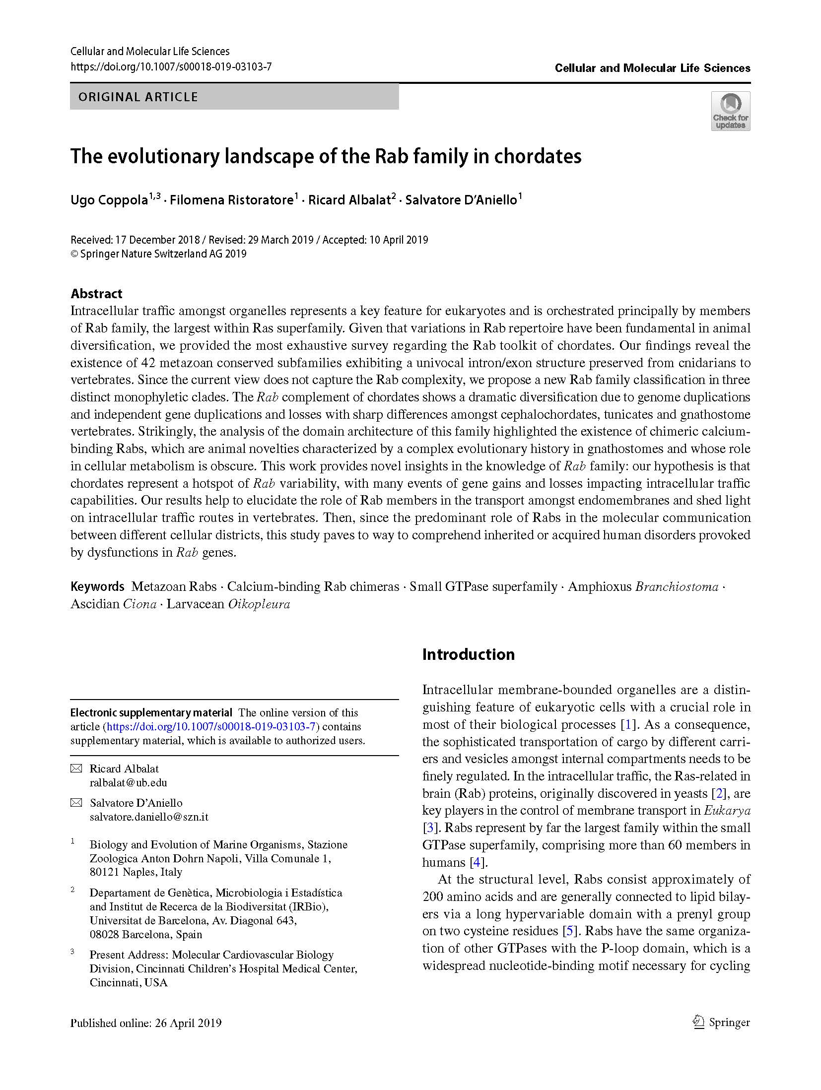 2019 Cellular Molecular Life Science