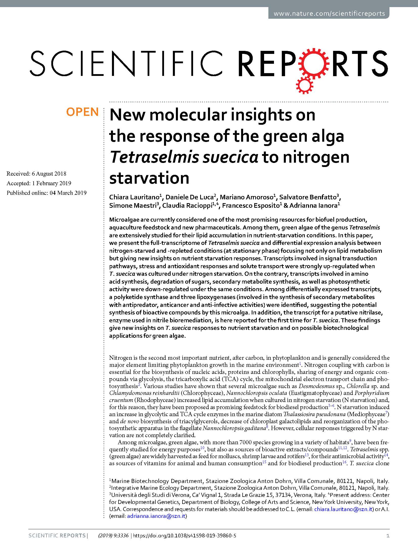 2019 Lauritano et al 2019 Scientific Reports