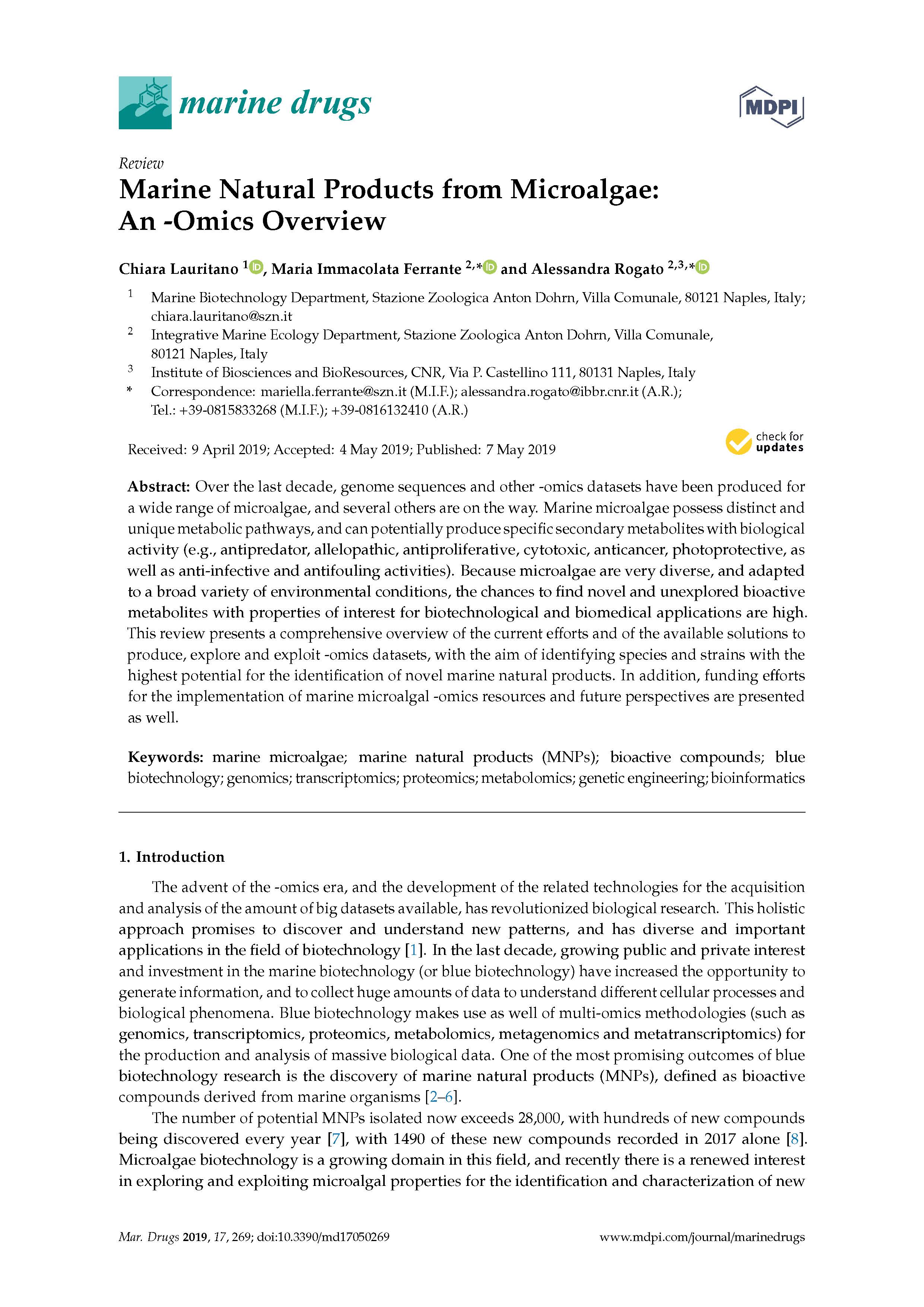 Lauritano et al 2019 Marine Drugs