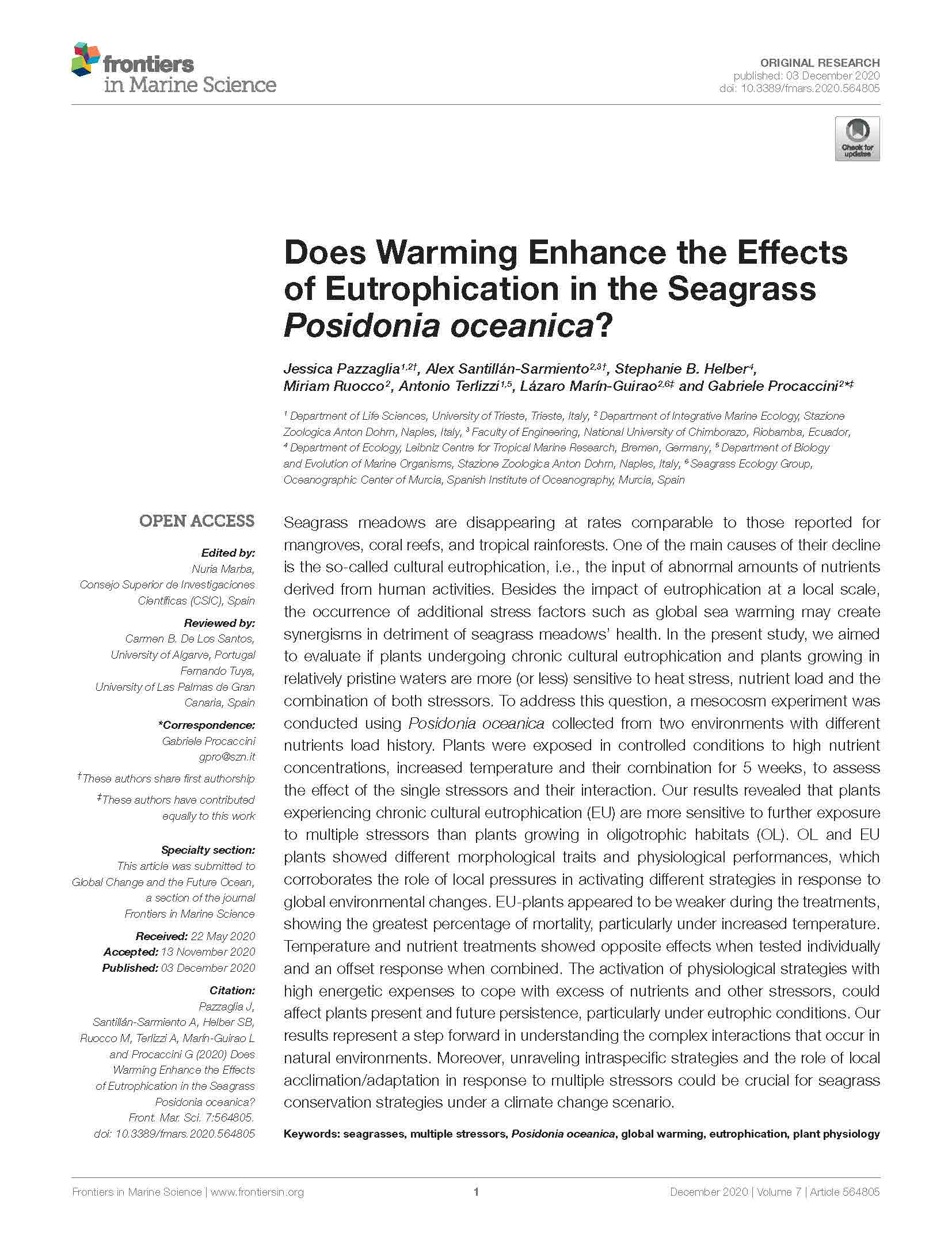 118 Pazzaglia et al 2020 Fr Mar Sci