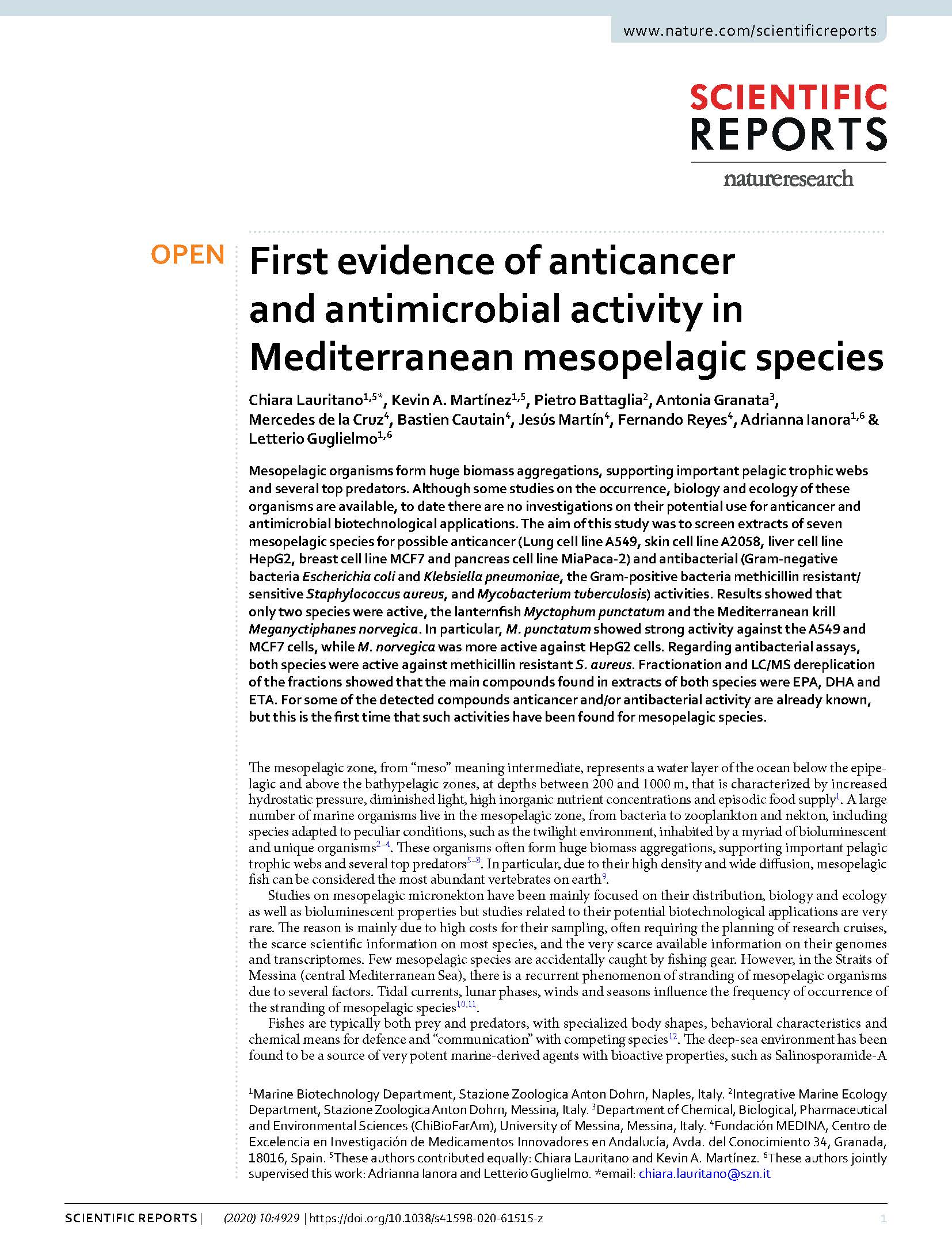 2020. Lauritano et al Scientific Reports