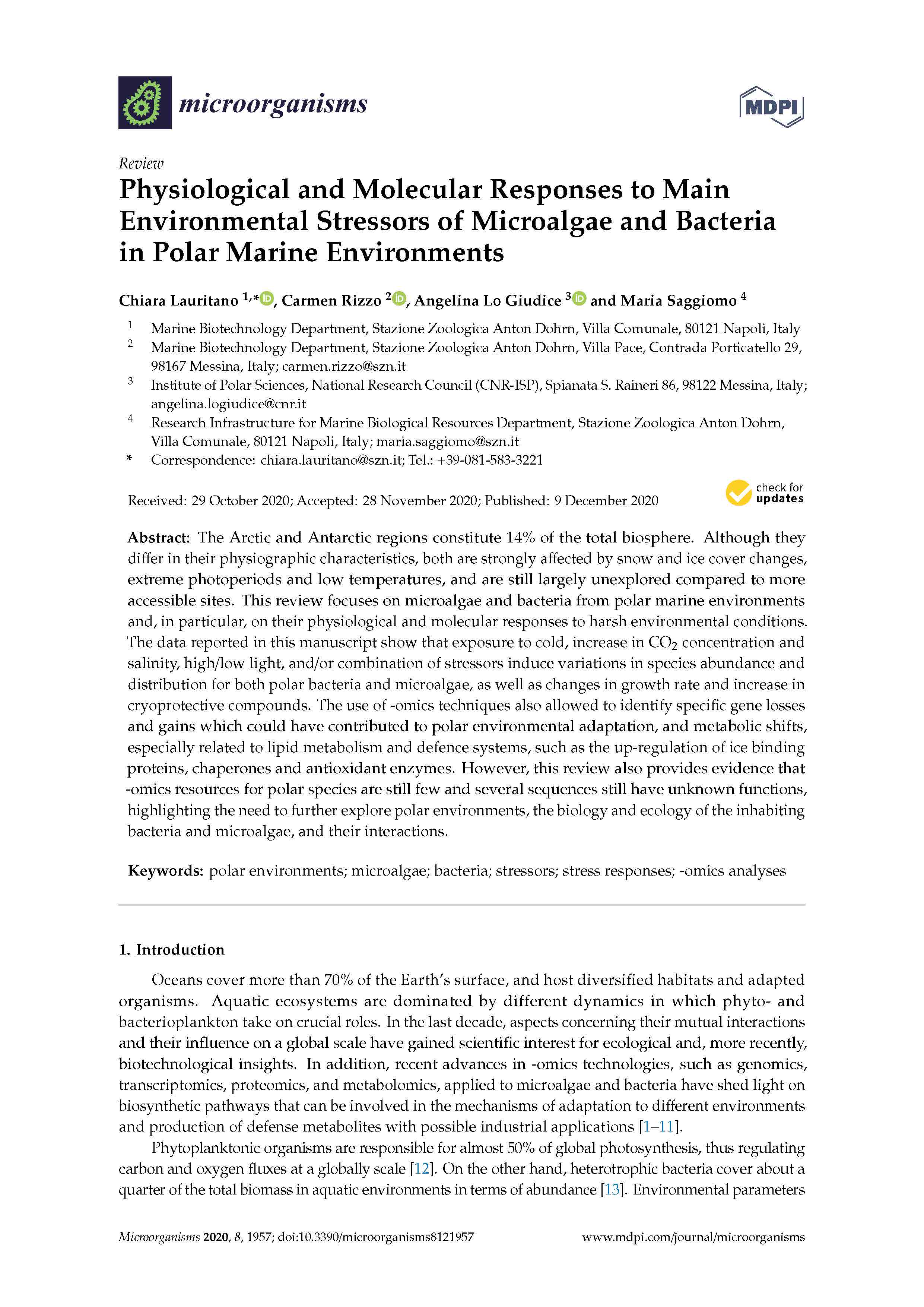 2020 Lauritano et al Microorganisms