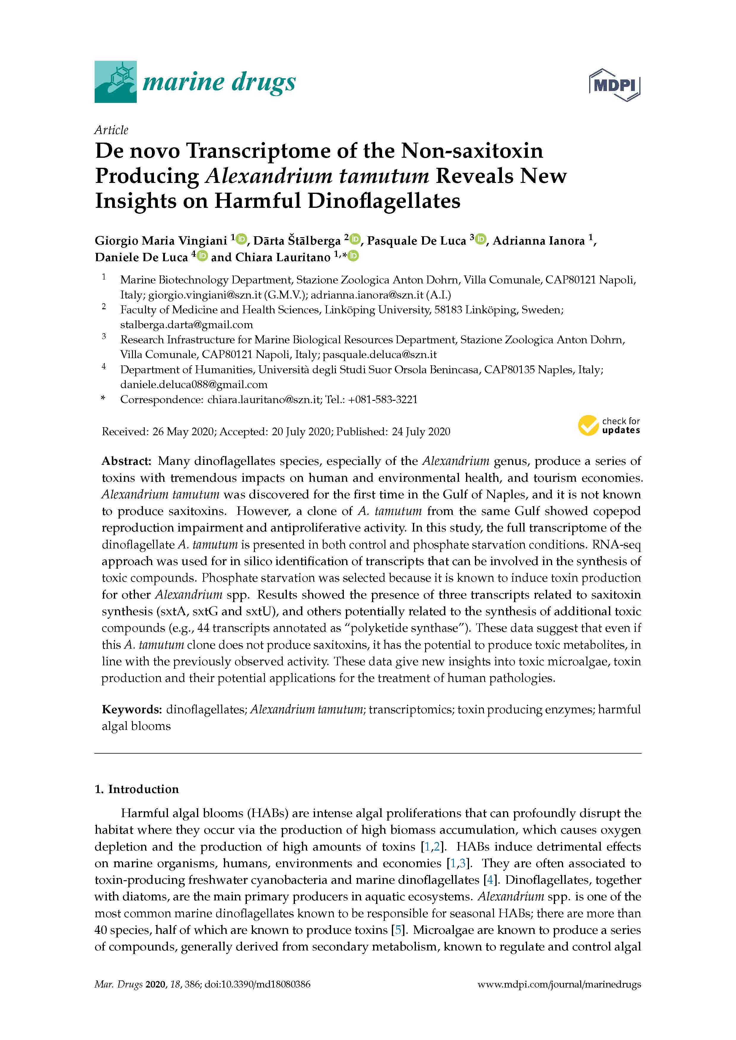 2020 Vingiani et al Marine drugs