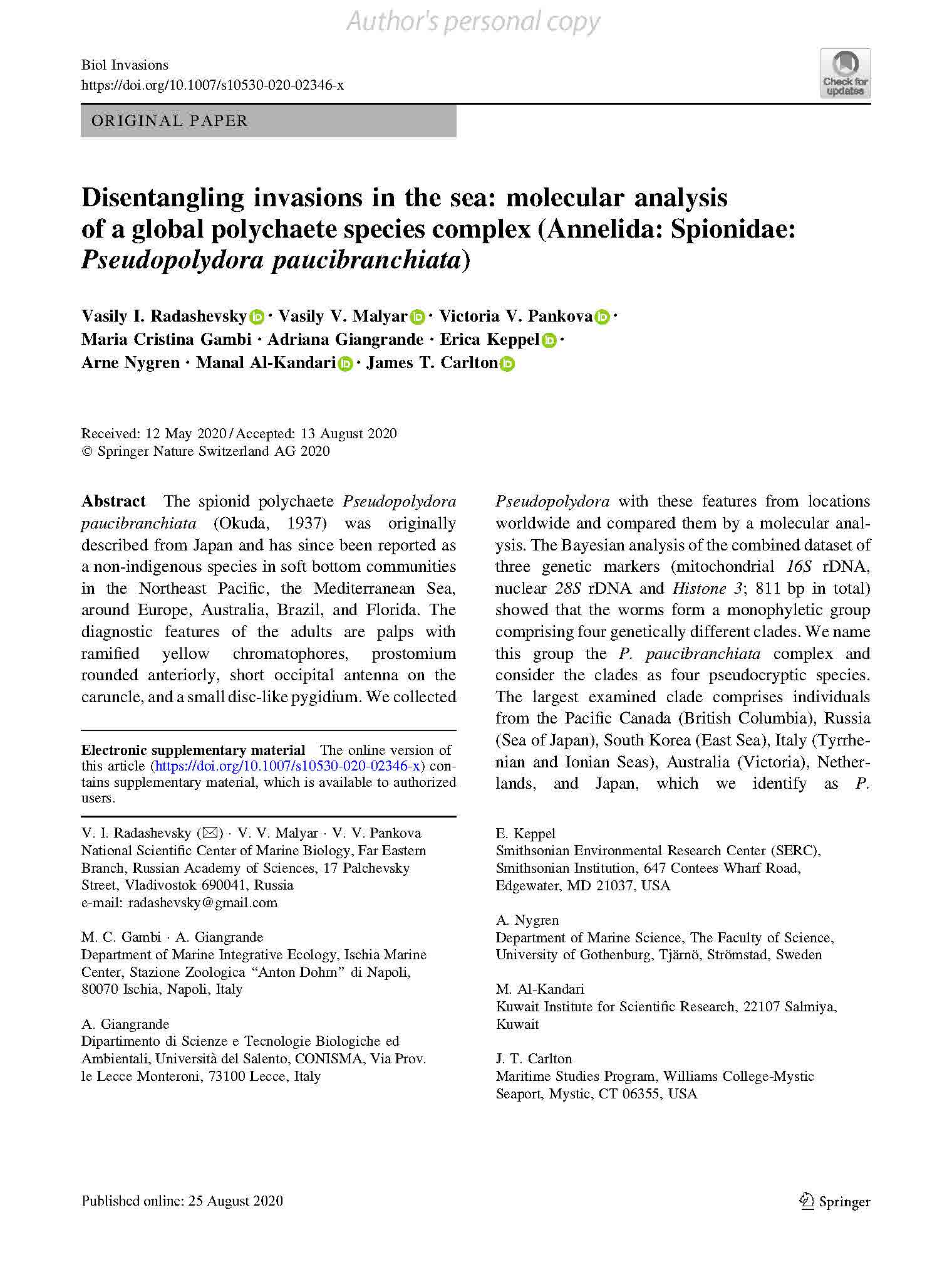 Radashevsky et al Biol Inv 2020