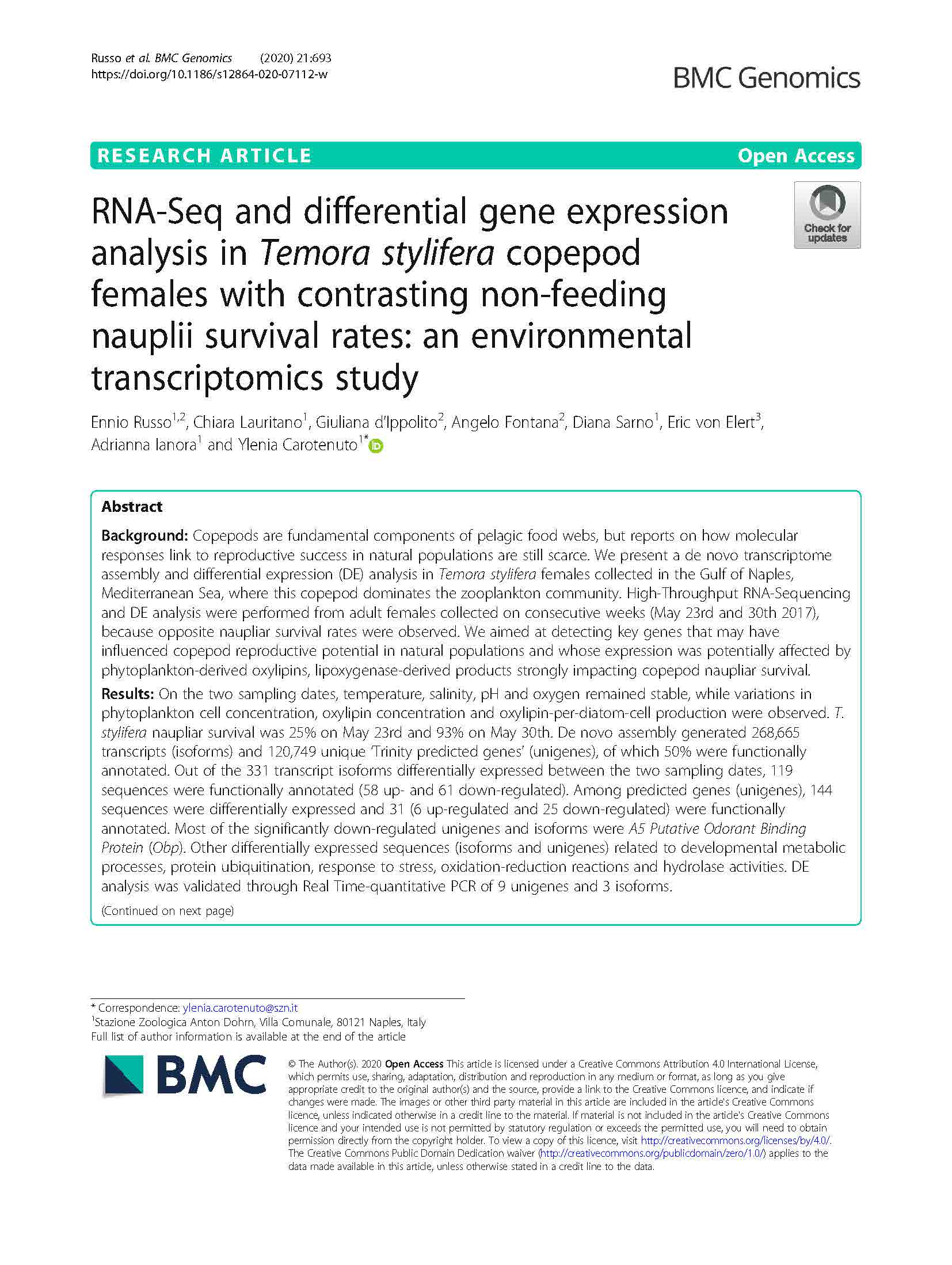 Russo et al 2020 BMC Genomics