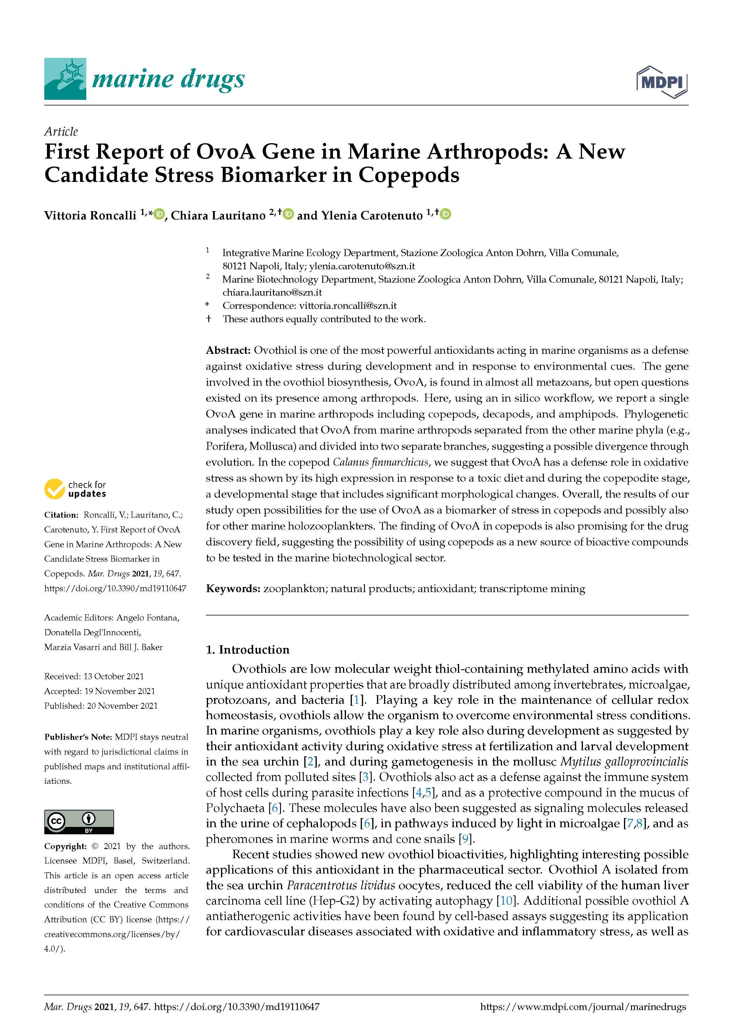 2021. Roncalli et al Marine drugs