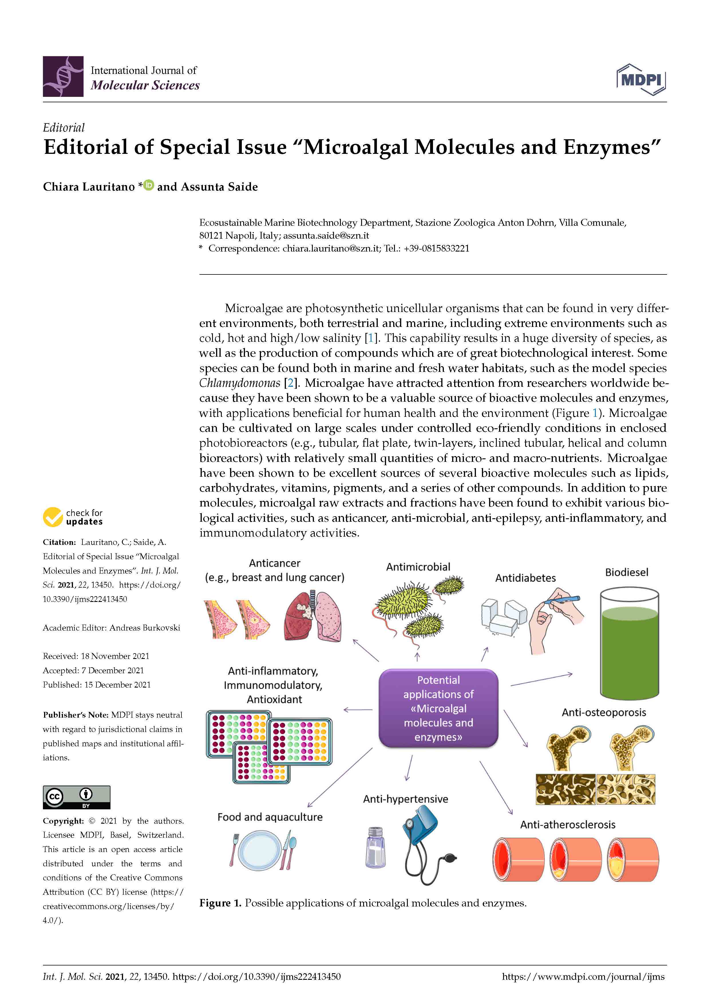Lauritano and Saide 2021 IJMS