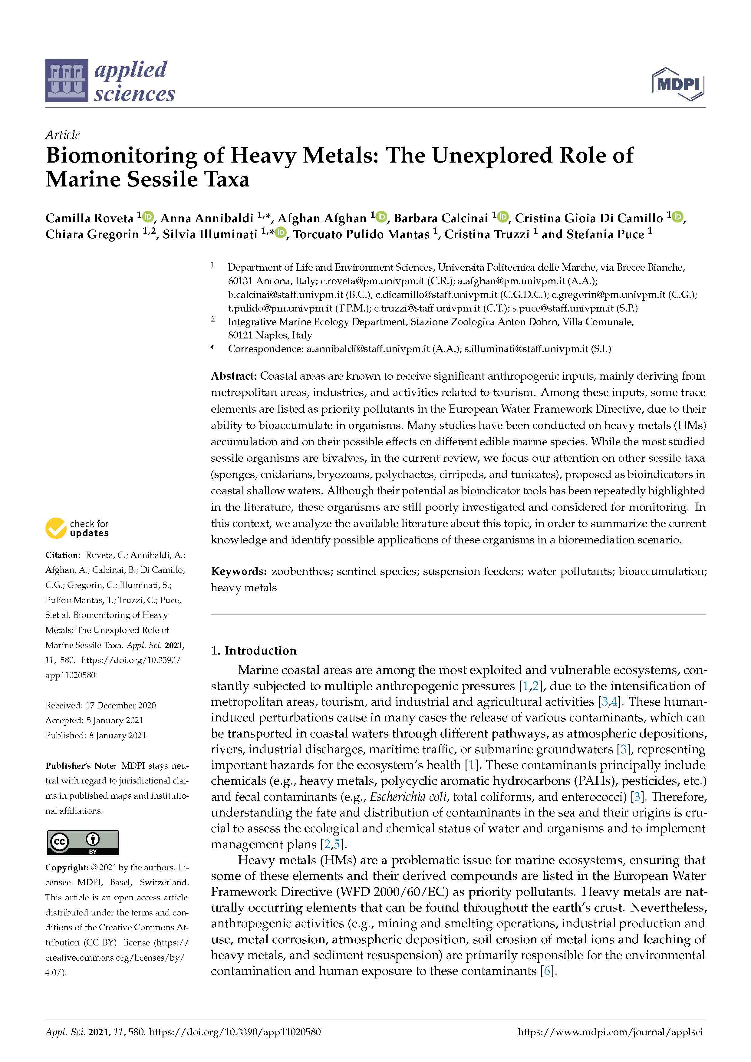 Roveta et al 2021 Biomonitoring of heavy metals