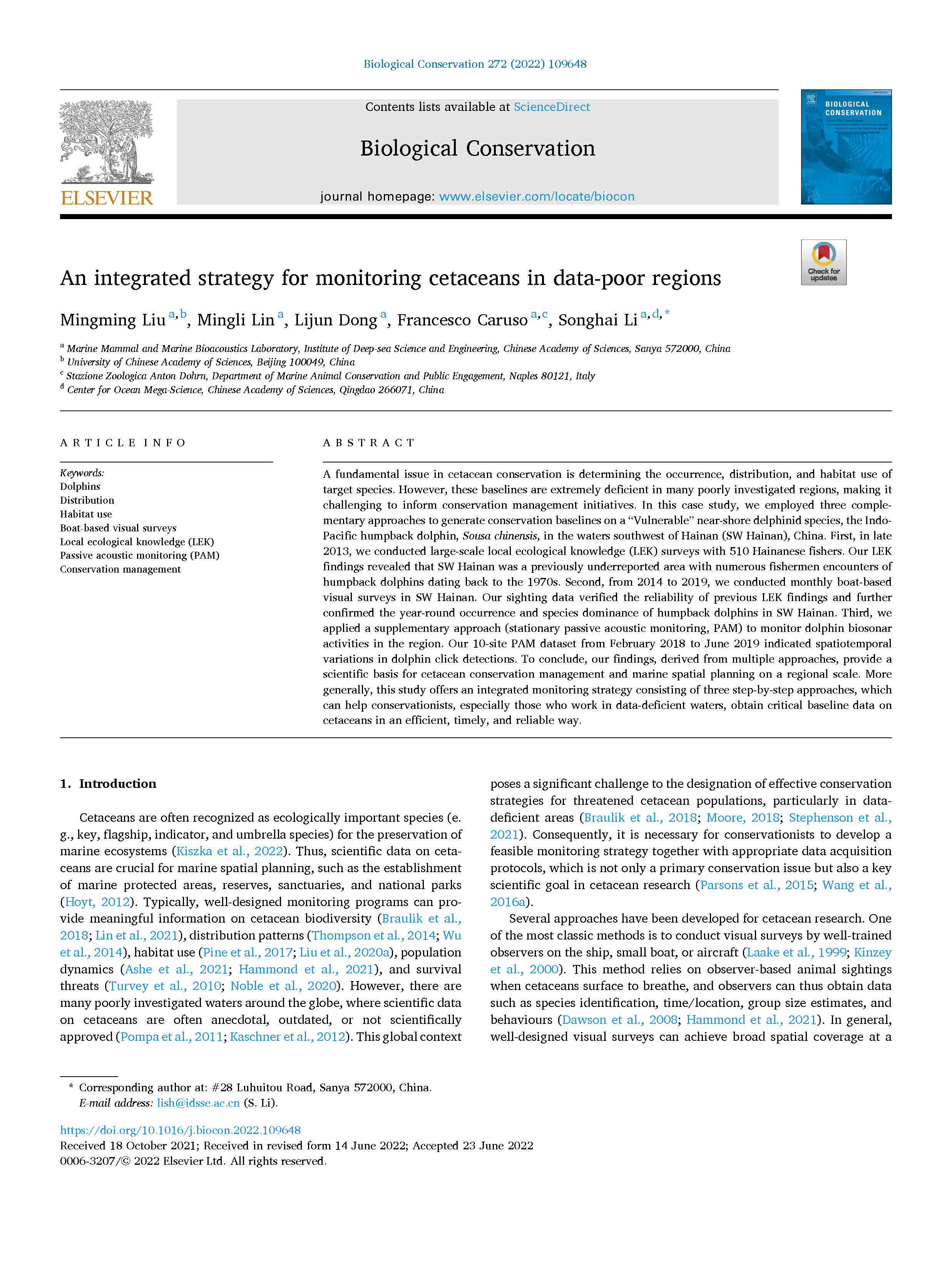 Liu Caruso et al 2022 Biological Conservation