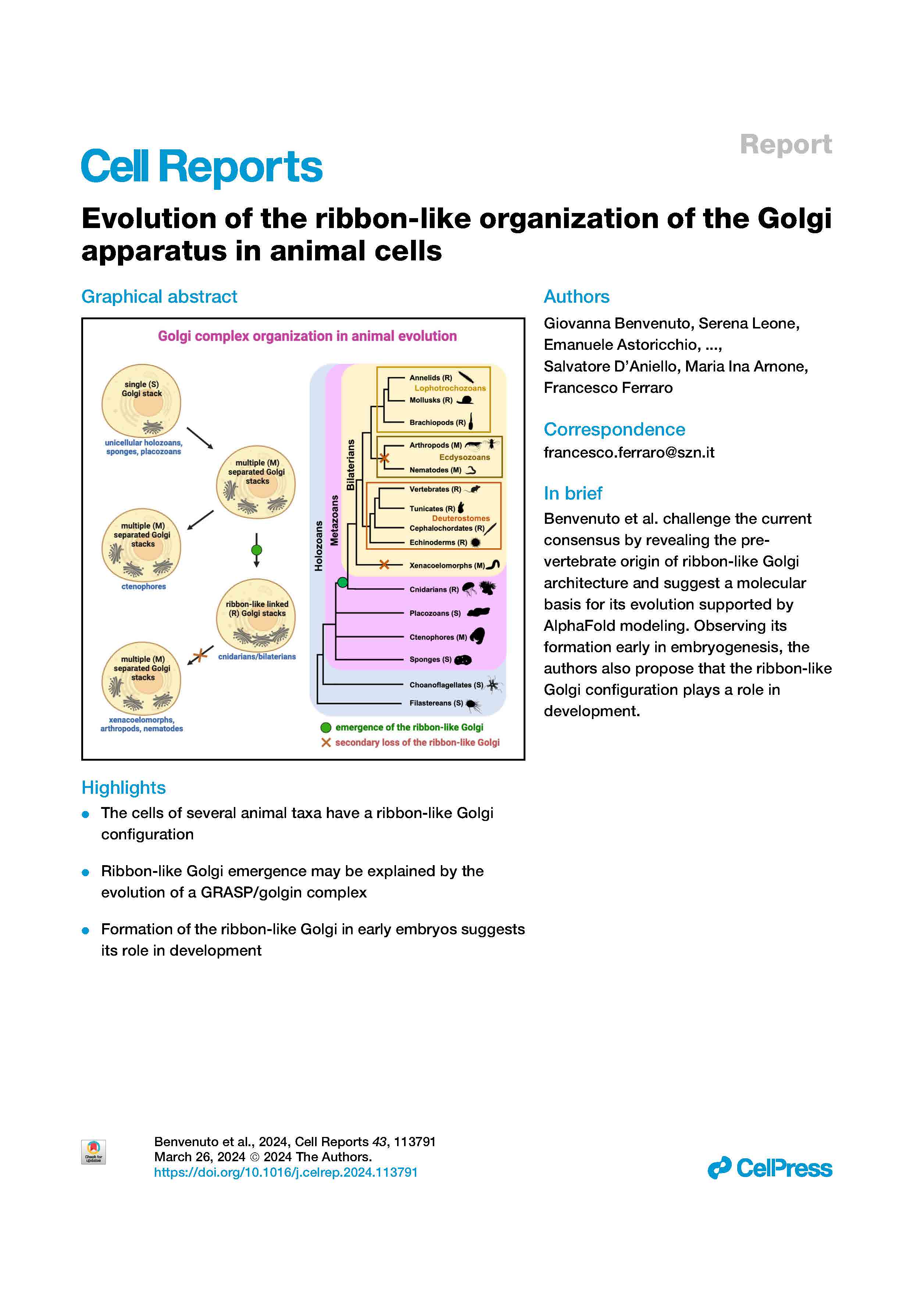 Benvenuto et al Cell Reports 2024 first page