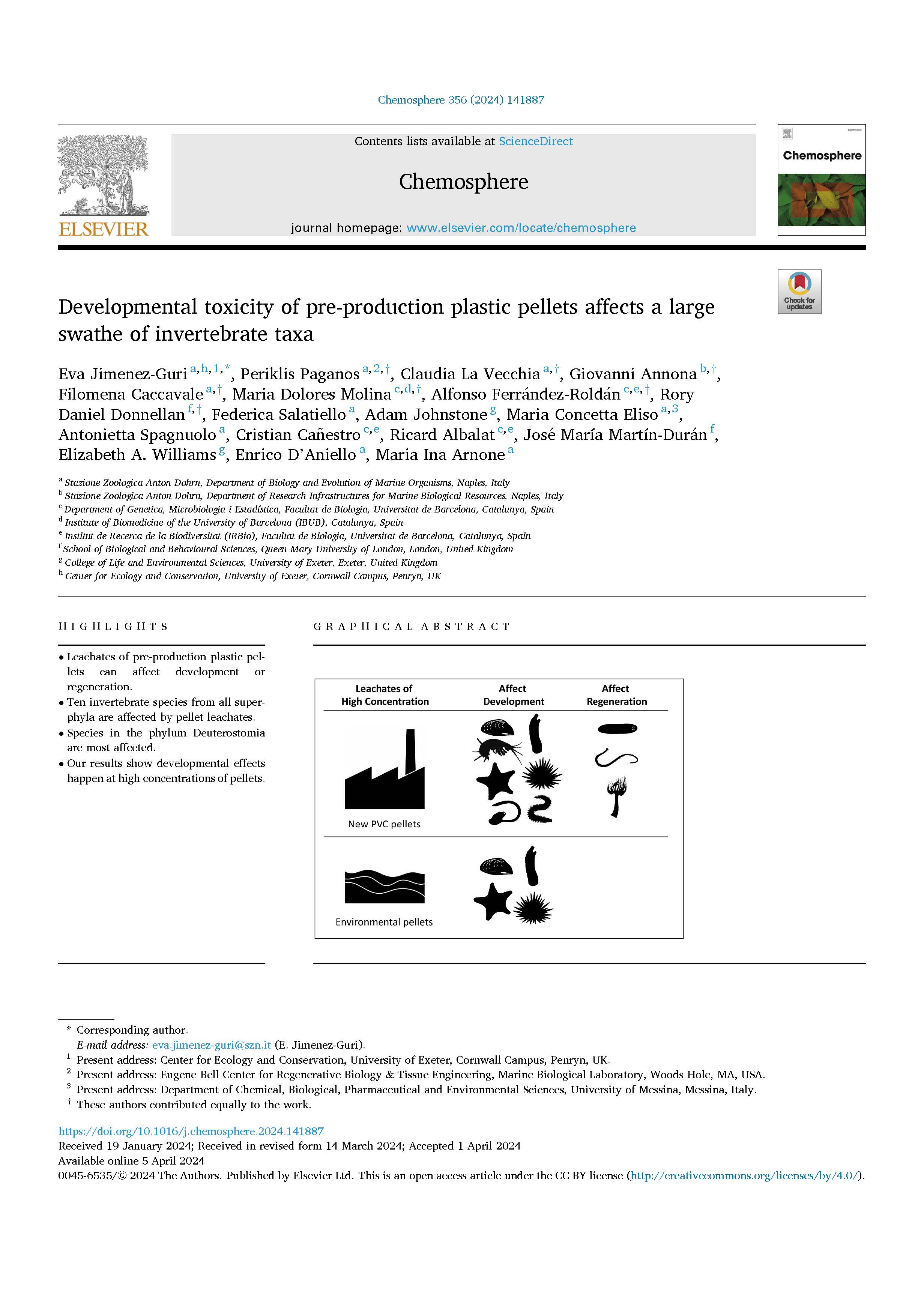 Jimenez Guri et al Chemosphere 2024 first page