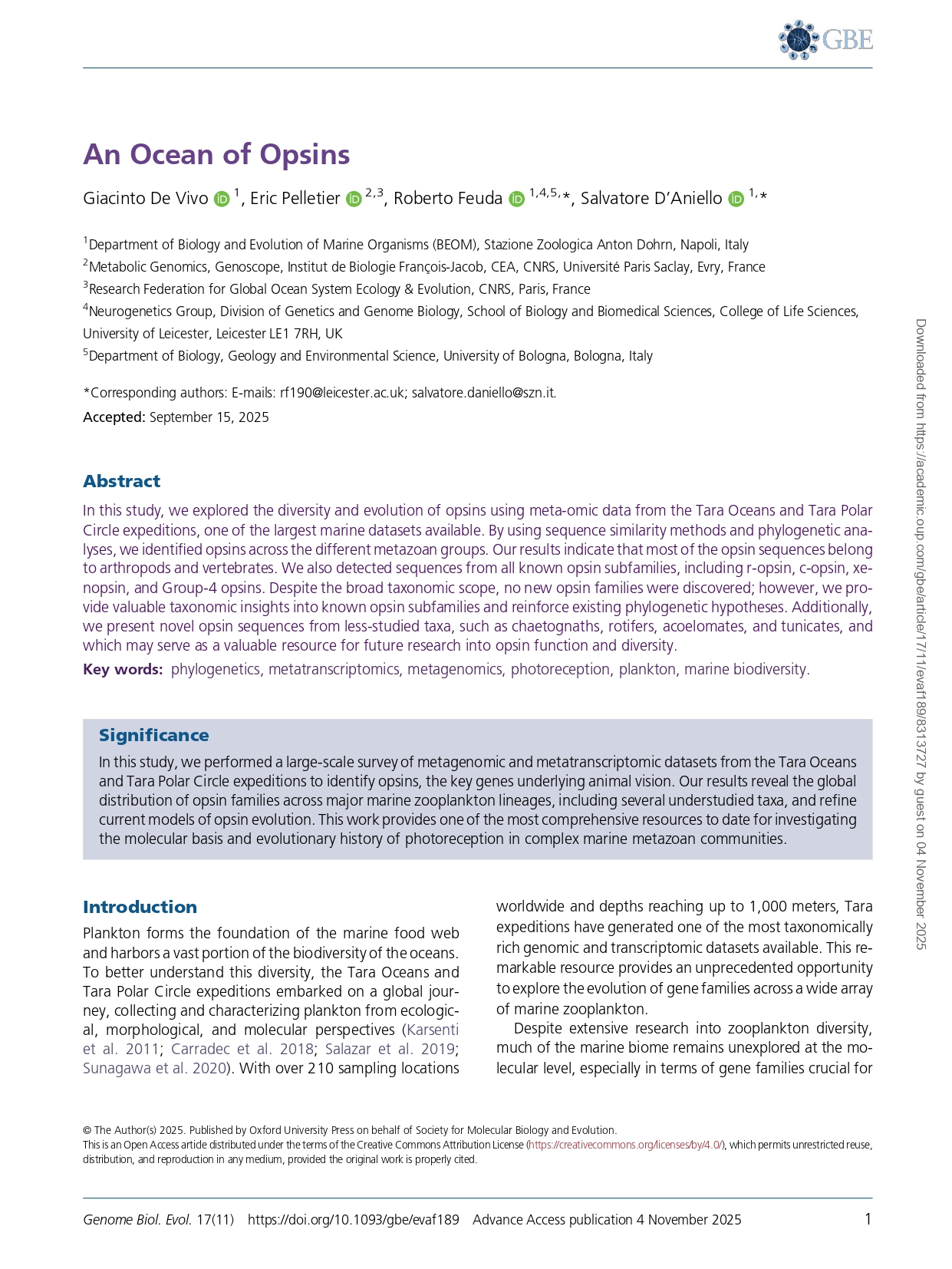 De Vivo et al. GBE 2025 1 page 0001
