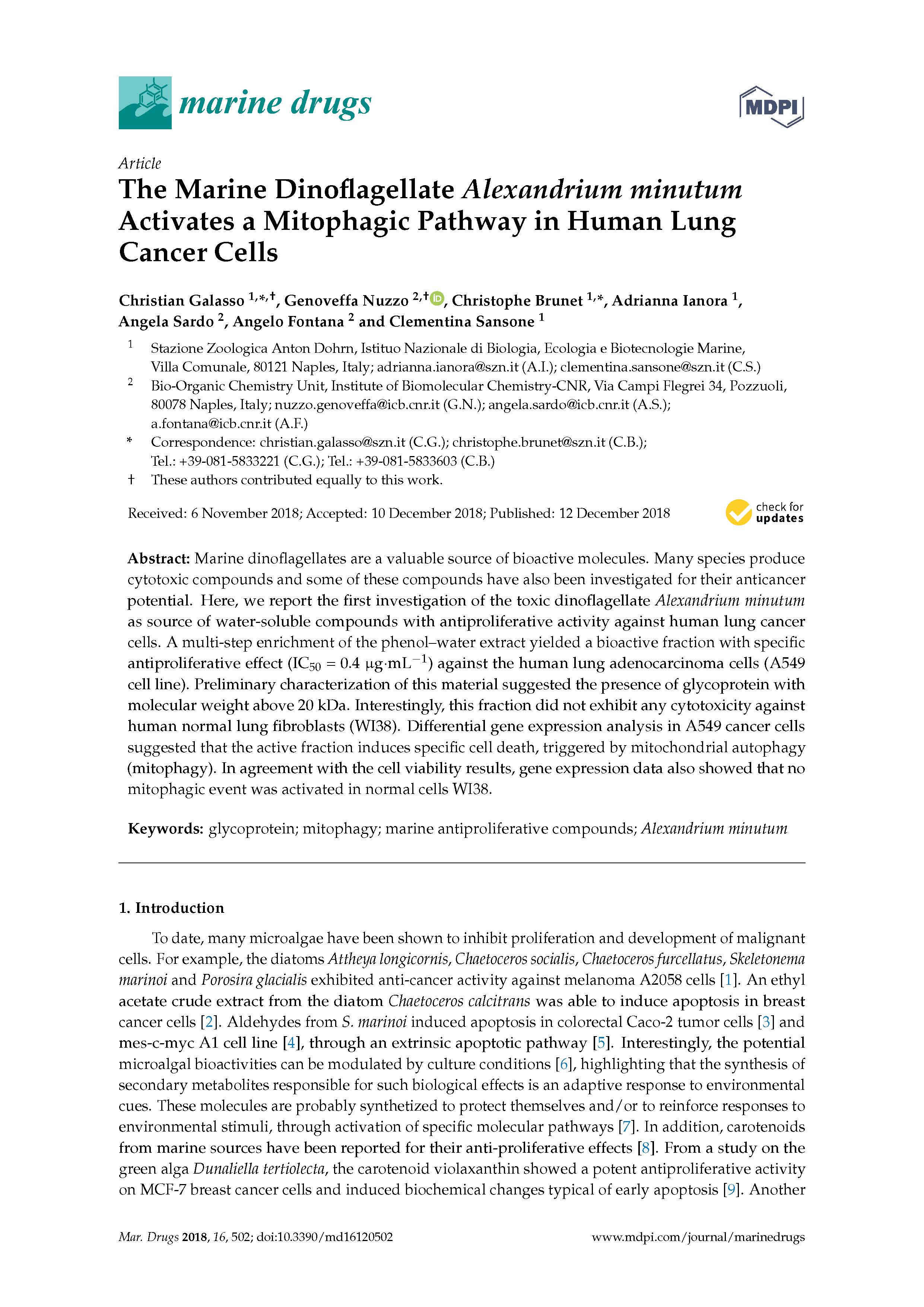 Galasso et al 2018 Marine Drugs Prima pagina