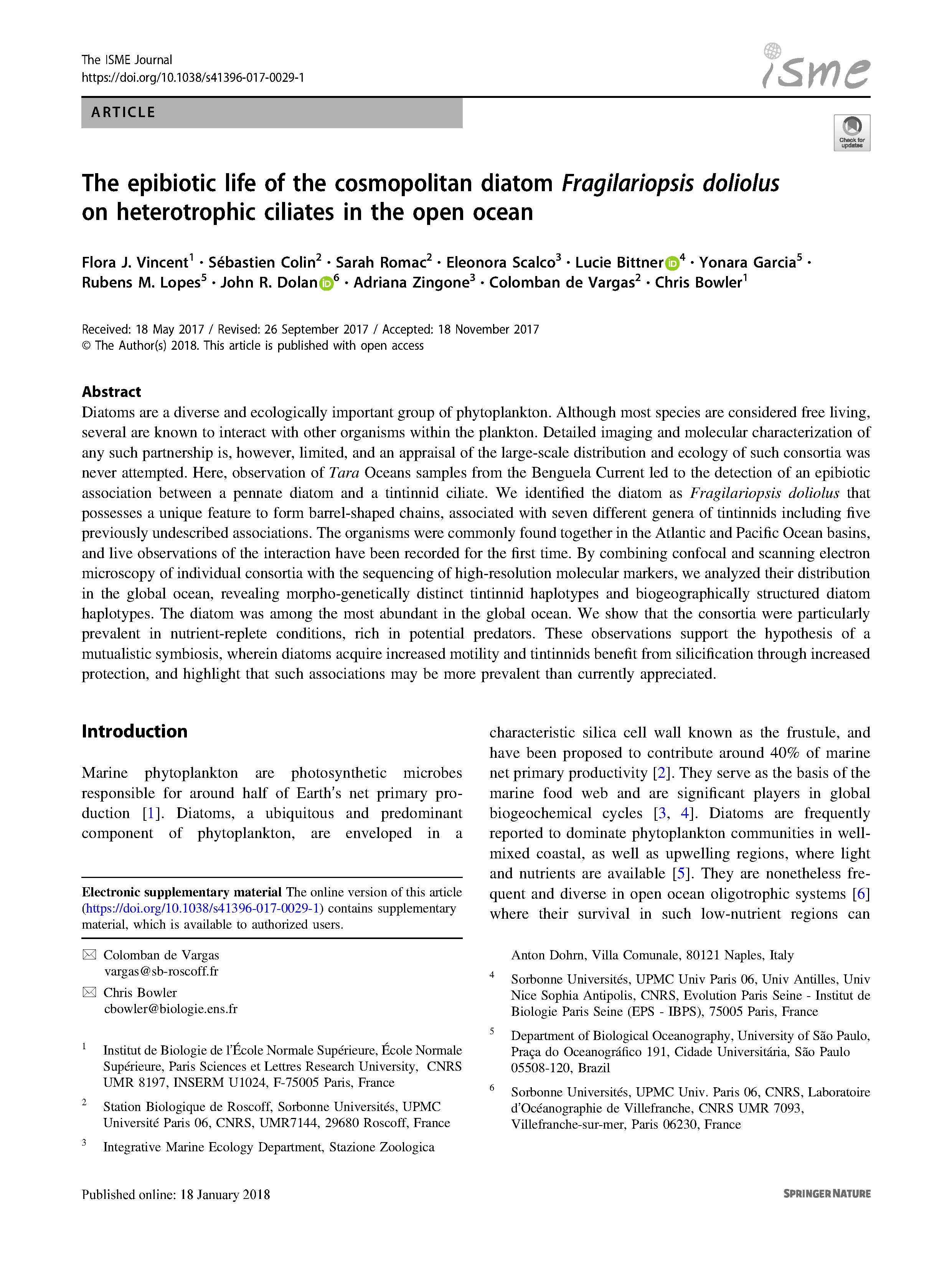 Vincent et al 2018 The ISME Journal 1